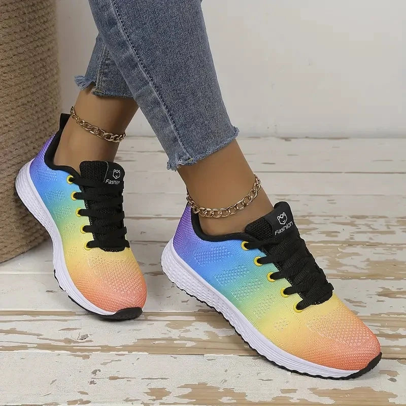 Women's Casual Flats Sports Shoes Mesh Breathable Trainers Ladies Shoes Platform Female Sneakers for Women Basket Tenis Feminino