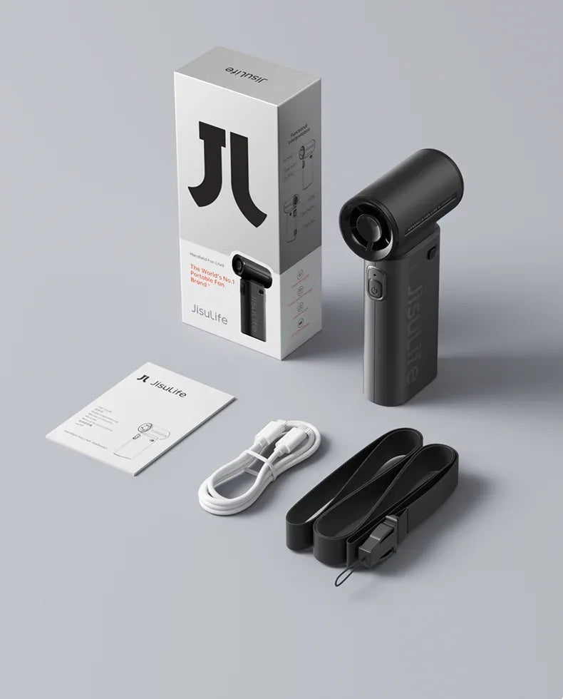 JISULIFE Handheld Turbo Fan,Super Strong Wind,5 Speeds,Long Battery Life,5000mAh,USB Rechargeable,Multipurpose Pocket fan
