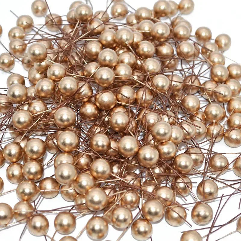 50Pcs/lot Mini Artificial Flower Fruit Stamens Cherry Christmas Plastic Pearl Berries for Wedding DIY Gift Box Decorated Wreaths