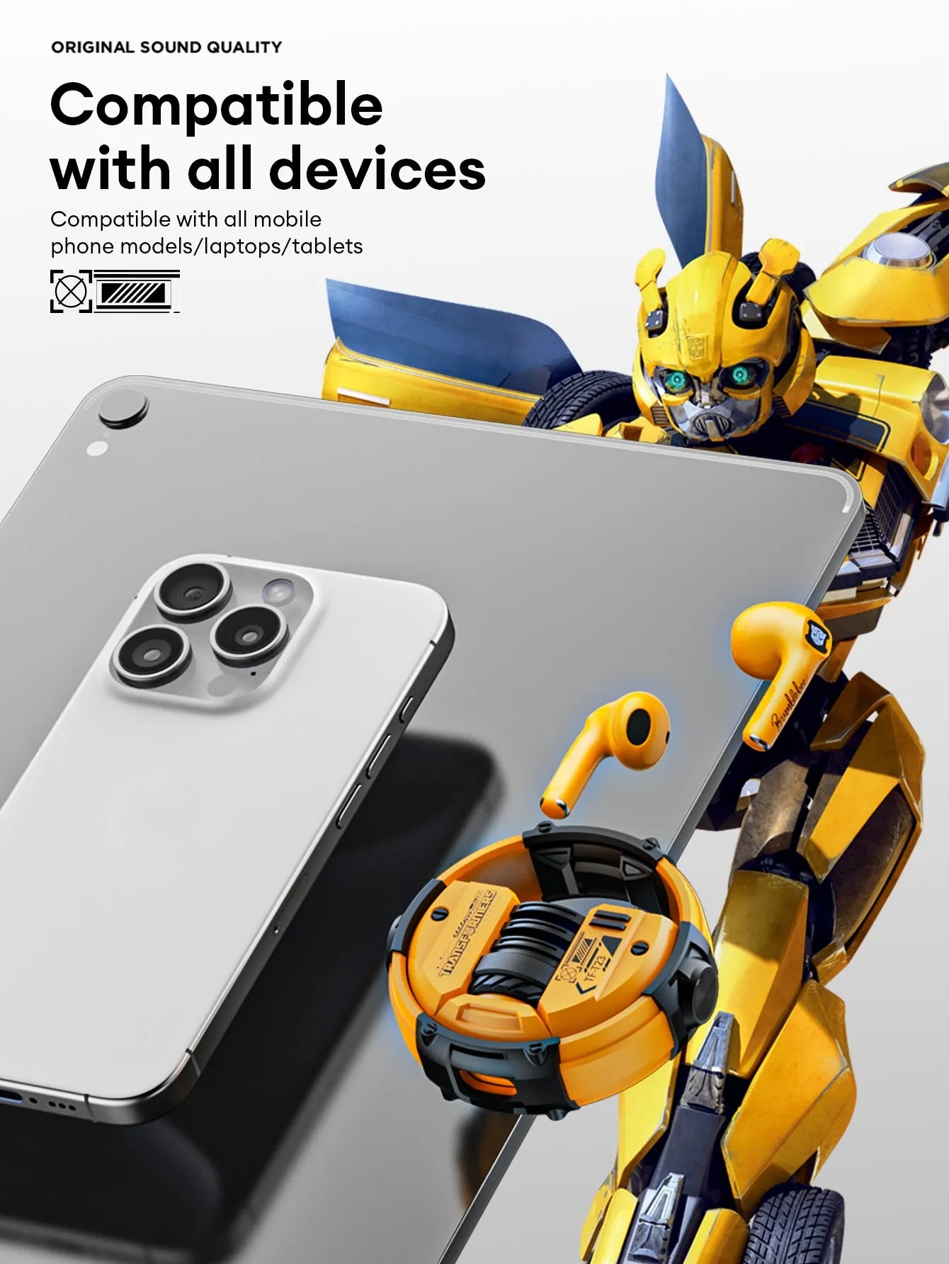 100% Original TRANSFORMERS TF-T23 TWS Bluetooth 5.4 Gaming Earphones Headphones Music Dual Mode Earbuds Choice High Quality