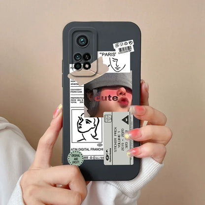 For Xiaomi Mi 10T 5G Phone Case Matte Liquid Silicone Shell For Xiaomi Mi 10T Pro 5G Cute Cat Cartoons Ultrathin Fashion Fundas