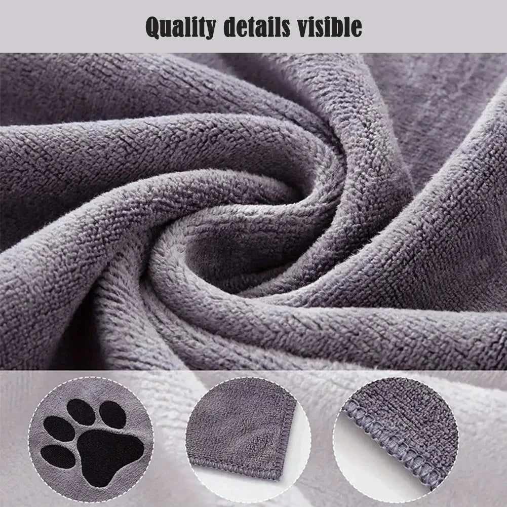 3 Size Options Microfiber Pet Bath Towel Embroidered Super Soft Absorbent Cat for Dogs Grooming Supplies