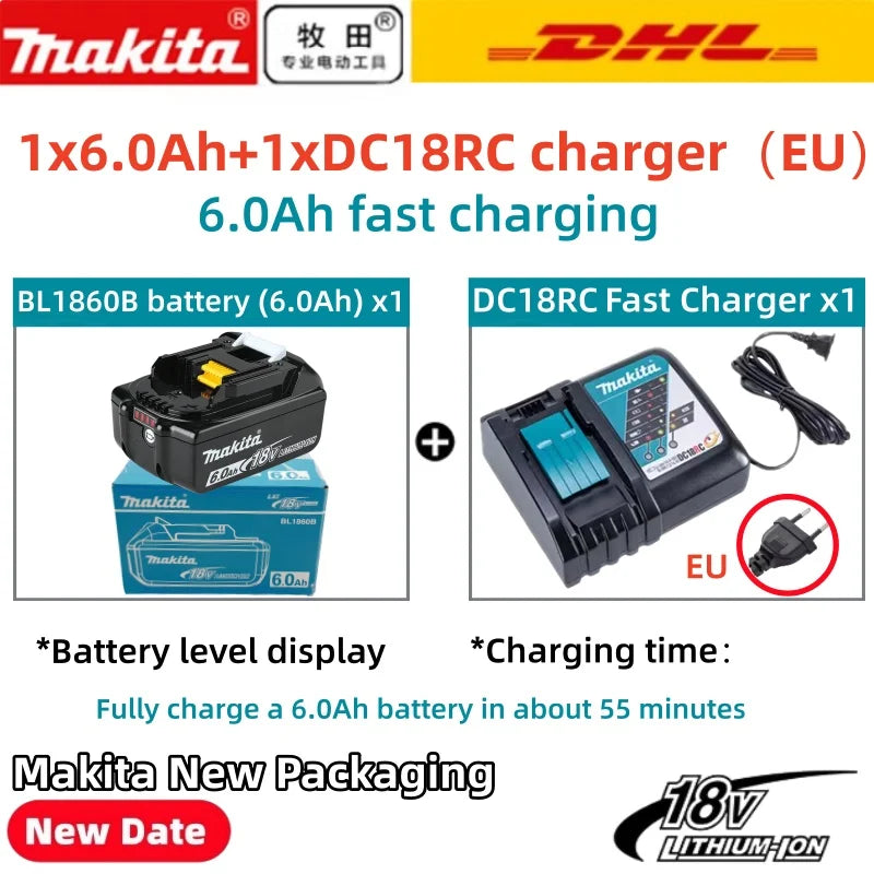 Genuine 6AH makita BL1860 6ah Battery Power Tools Li-ion Replacement LXT BL1850 BL1840 for 18V Screwdriver with BMS 18v battery