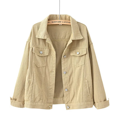 Women's Denim Jacket Spring Autumn Short Coat Pink Jean Jackets Casual Tops Purple Yellow White Loose Tops Lady Outerwear