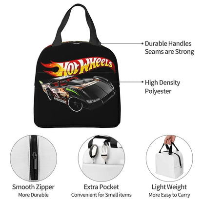 Custom Hot Wheels For Fans Thermal Insulated Lunch Bag Cartoon Sport Car Portable Lunch Container Travel Multifunction Food Box