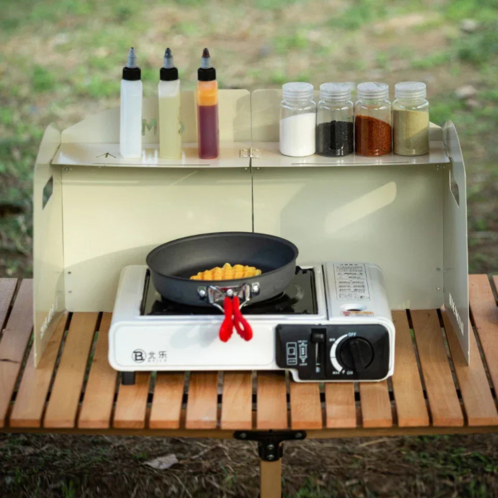 Four-Fold Gas Stove Windproof Screen Foldable Gas Stove Windshield Portable Camping Picnic Cooking Burner Wind Shield for BBQ