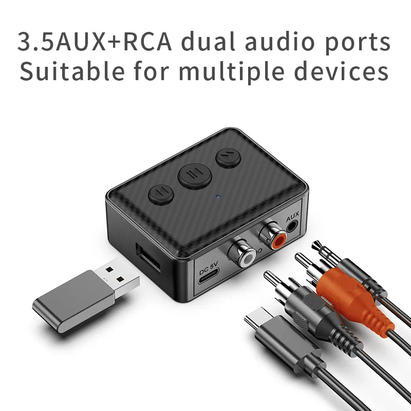 Bluetooth 5.4 Audio Receiver 3.5mm AUX RCA USB U-Disk Stereo Music Wireless Audio Adapter For PC TV Car Kit Speaker Amplifier