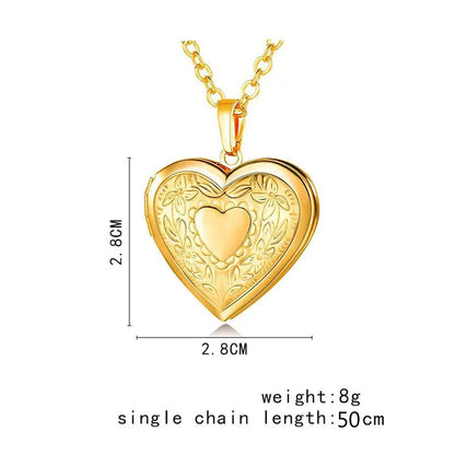 New Love Heart Photo Picture Locket Valentine's Day Gift For Lover Couples Friend Heart Secret Message Pendant Chain Jewelry