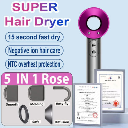 1600W Professinal Leafless Hair Dryer Negative Ion Hair Care Hairdryer Home Powerful Blow dryer Styling Toos Gift For Women