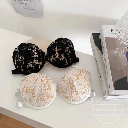 Strapless Lace Bras for Women Sexy Lingerie Backless Invisible Wireless Bralette 1/2 Cup Push Up Underwear Girls Backless Bras