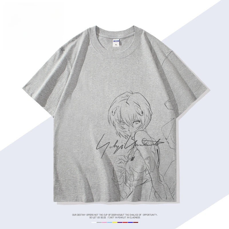 Neon Genesis Evangelion Rei Ayanami Printed T-shirt Men's and Women's T-shirt Men's Top Sports T-shirt Men's T-shirt Summer Tee