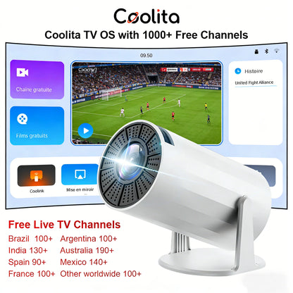 Salange X8Mini Native 720P Android 4K Projector with Lifetime Free TV Channels WiFi6 BT5 Video Projector Coolita OS Home Cinema