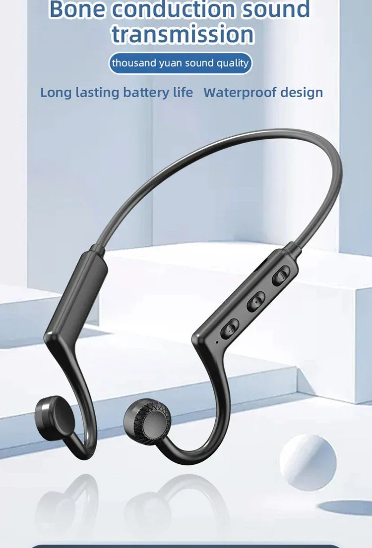 KS-19 Bone Conduction Headphones Bluetooth V5.1 Wireless Headset Sports Neckband Earphones Ear Hook For Workouts Running Driving