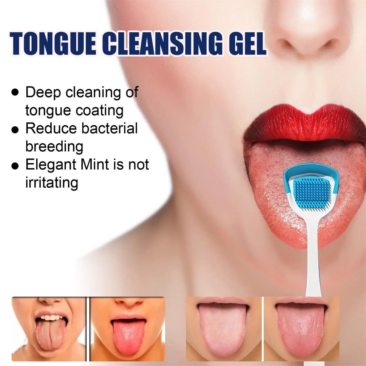Tongue Cleaning Gel Set Effective Tongue Cleaner Gel Orals Cleaner Set Mint Tongue Scraper & Scrubber Effective Mouth Odor