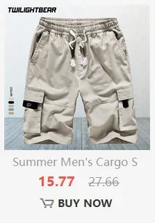 Summer Pure Cotton Men's Cropped Trousers Oversized Casual Shorts Multi Pocket Tooling Capri Pants Men Cargo Pants AF5820