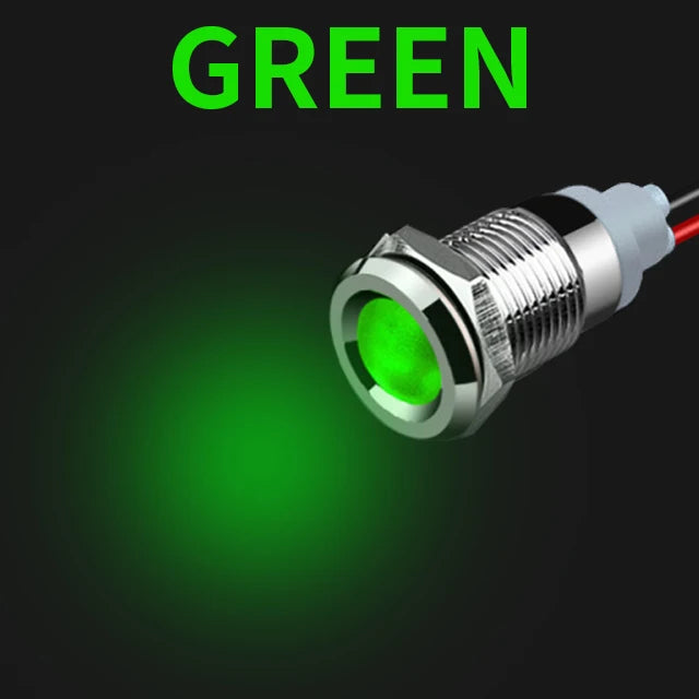 1pcs Alumina LED Warning Indicator Light Signal Lamp Pilot Wire 3-6 12-24 220V 6/8/10/12/16/19/22mm Power Waterproof IP65 Black