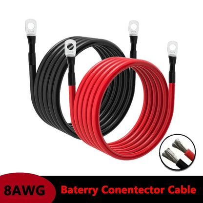 8 AWG Gauge 8.3mm2 Soft Car Battery Inverter Silicone Cable with M6 M8 M10 Terminal Red Black Electric Wire for Auto Solar Truck