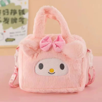 Anime Sanrio Kuromi Capybara Handbag My Melody Cinnamoroll Plush Cosmetic Bag Hello Kitty Travel Storage Bag Women Toy Gifts