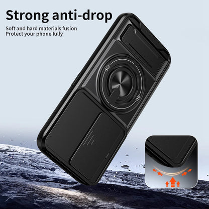 KEYSION Magnetic Phone Case for TECNO Camon 50 Pro 50 Ultra 5G Slide Camera Protection Upright Kickstand Ring Shockproof Cover