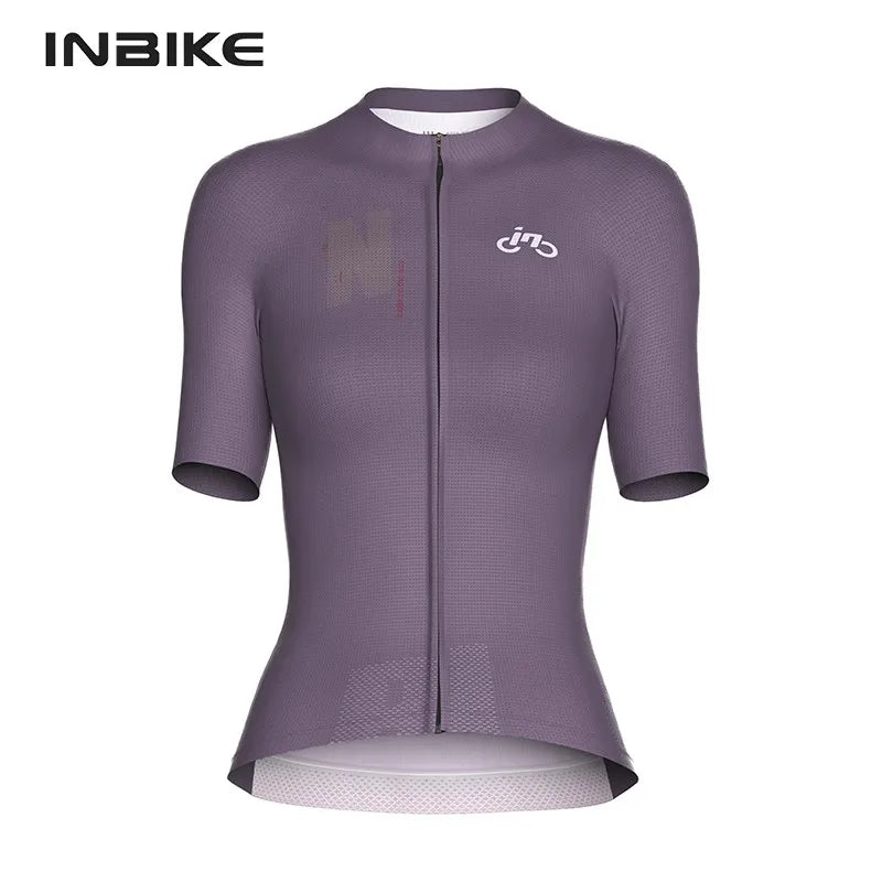 INBIKE Summer New Bicycle Short Sleeve Jersey Quick Drying Women's MTB Cycling Jersey Breathable Biking Clothing with 3 Pockets