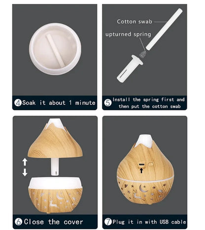 USB Ultrasonic Cool Mist Sprayer Essential Oil Fragrance 200ml Mini Home Wood Grain Air Humidifier Electric Air Aroma Diffuser