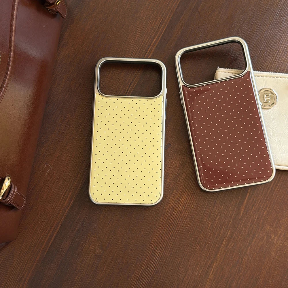 Korean INS Polka Dot Pattern Electroplated Silver Phone Case for iphone 17 Promax 17pro 14 15 16 Promax Shockproof Cover Funda