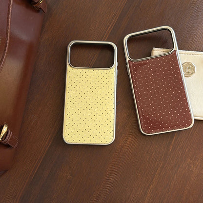 Korean INS Polka Dot Pattern Electroplated Silver Phone Case for iphone 17 Promax 17pro 14 15 16 Promax Shockproof Cover Funda