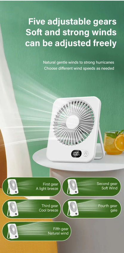 2025 New Small Fan Handy Charging Long Life Ultra-thin Desktop Fan Large Wind Super Quiet Folding Handheld Table Fan