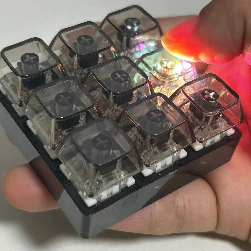 LED 9 Keys Keycap Keychains for Women Men Luminous Stress Relief Finger Pendants Fidget Keyboard Backpack Key Button Keyrings