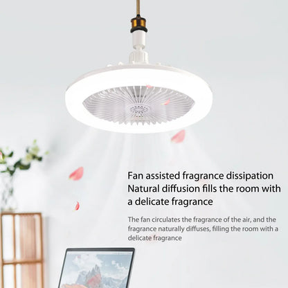 Aromatherapy Fan Lamp Universal E27 Light Holder LED Fan Lamps with Remote Control Mute Timing 3-gear Wind for Bedroom Dormitory