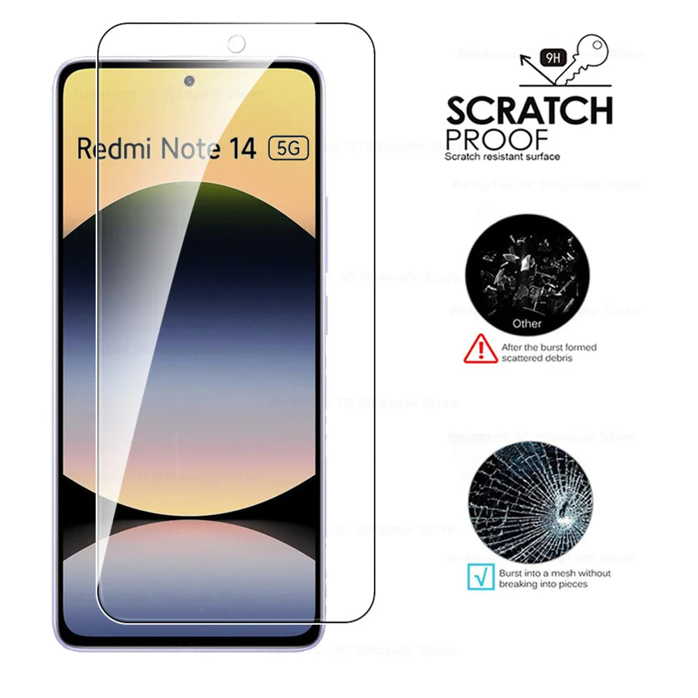 4-1Pcs 9H Premium Protective Glass For Xiaomi Redmi Note 14 4G 5G Global Screen Protector Redmy Note14 Note 14 RedmiNote14 Films