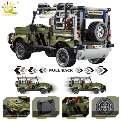 HUIQIBAO 1:14 Off-road Vehicle Racing Car Technical Model Building Block MOC Truck Brick Children City Construction Toy Boy Game