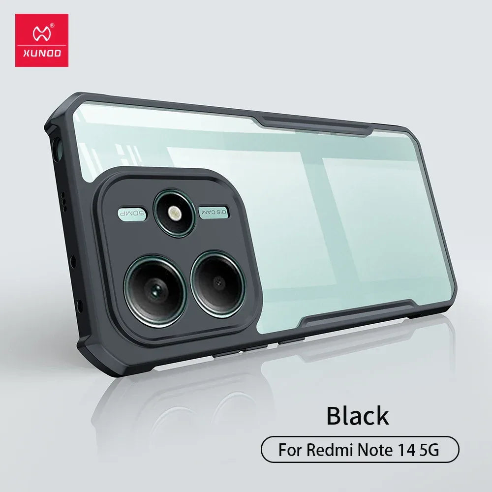 Xundd Phone Case For Xiaomi Redmi Note 14 Pro Shockproof Bumper Protective Cases Luxury Plain Transparent Cover,For Redmi Note14