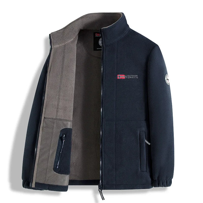 new men's fleece with fleece thickened warm windproof outdoor casual storm jacket fashion men's coat