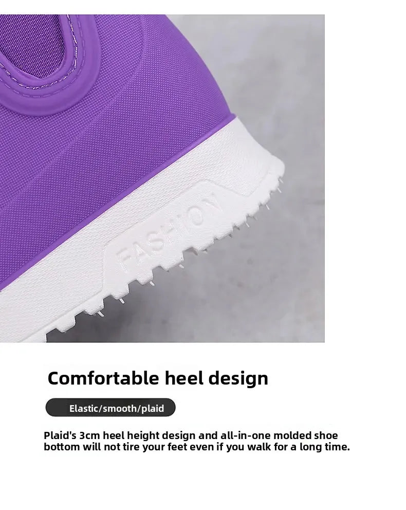 Fashionable Winter Short Ankle Women's Rain Boots Waterproof Slip Resistant Car Wash Shoes Adult Fleece Lined PVC Ladies Footwea