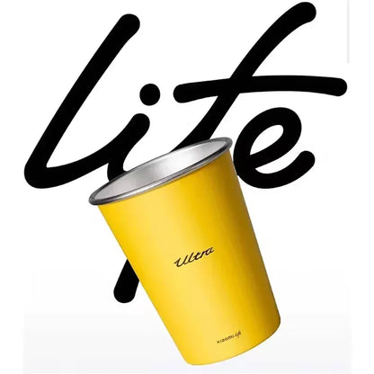 Mijia Life Ultra Yellow 304 Stainless Steel Drinking Cup 350ML Single-layer Rolled Edge Beer Outdoor Car Stacked Cold Drink Cup