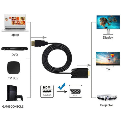 HDMI-Compatible to VGA Adapter Connect to Line Converter Cable 1.8M FHD 1920*1080P For Desktop Laptop PC TV Monitor Projector