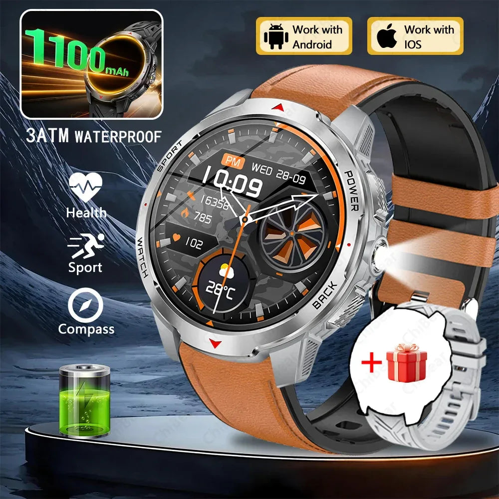 New T-Rex3 Pro 1100mAh Battery Smart Watch Men Compass 5ATM Waterproof Bluetooth Call Heart Rate Sports Run tracker Smartwatch