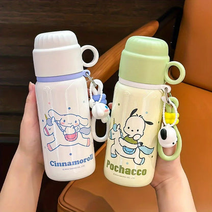 1pc Sanrio Series Insulated Cup 460ML, Cute Outdoor Travel Portable Water Bottle, Office Water Cup, Dual-Drinking Cup