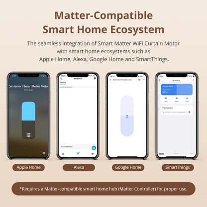Matter Over WiFi Smart Sliding Curtain Motor Support Google Home Smartthings Homekit Alexa Control Automatic Curtain System