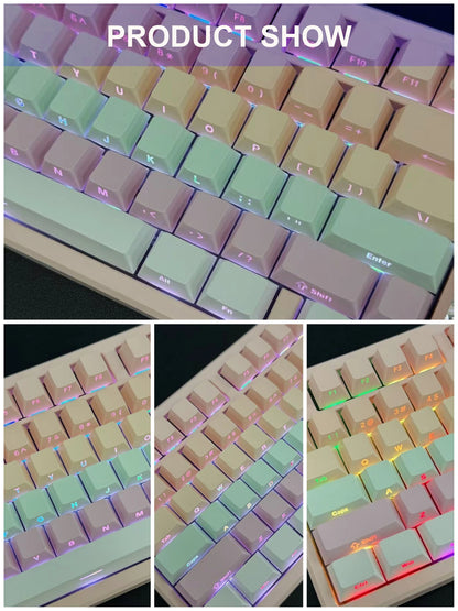 Babysbreath Side Print Shine Through Keycap Cherry Profile Double Shot PBT Keycaps 130 Key for Cherry MX Switches Gamer Keyboard