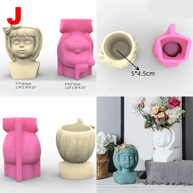21 Types Nonstick Girls Pen Holder Mold Flower Pot Silicone Mold DIY Crafts Ornament Tool DIY Succulent Planter Mold