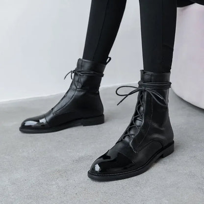 Boots Women's 2023 New Autumn Shoes Single Boots British Style Mid Barrel Slim Boots Children's Black Motorcycle Boots