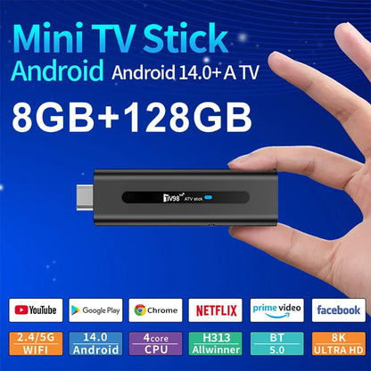 Android TV Stick Set Top Box 8K Dual WiFi 6 Quad Core BT5.0 HDR+10 Google Assistant for Netflix YouTube iptv H313 Media Player