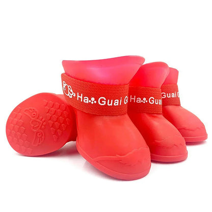 4Pcs Pet Waterproof Raincoat Anti-slip Rubber Boot For Small Medium Large Dogs Cats Outdoor Shoe Dog Ankle Boots Pet Rain Shoes