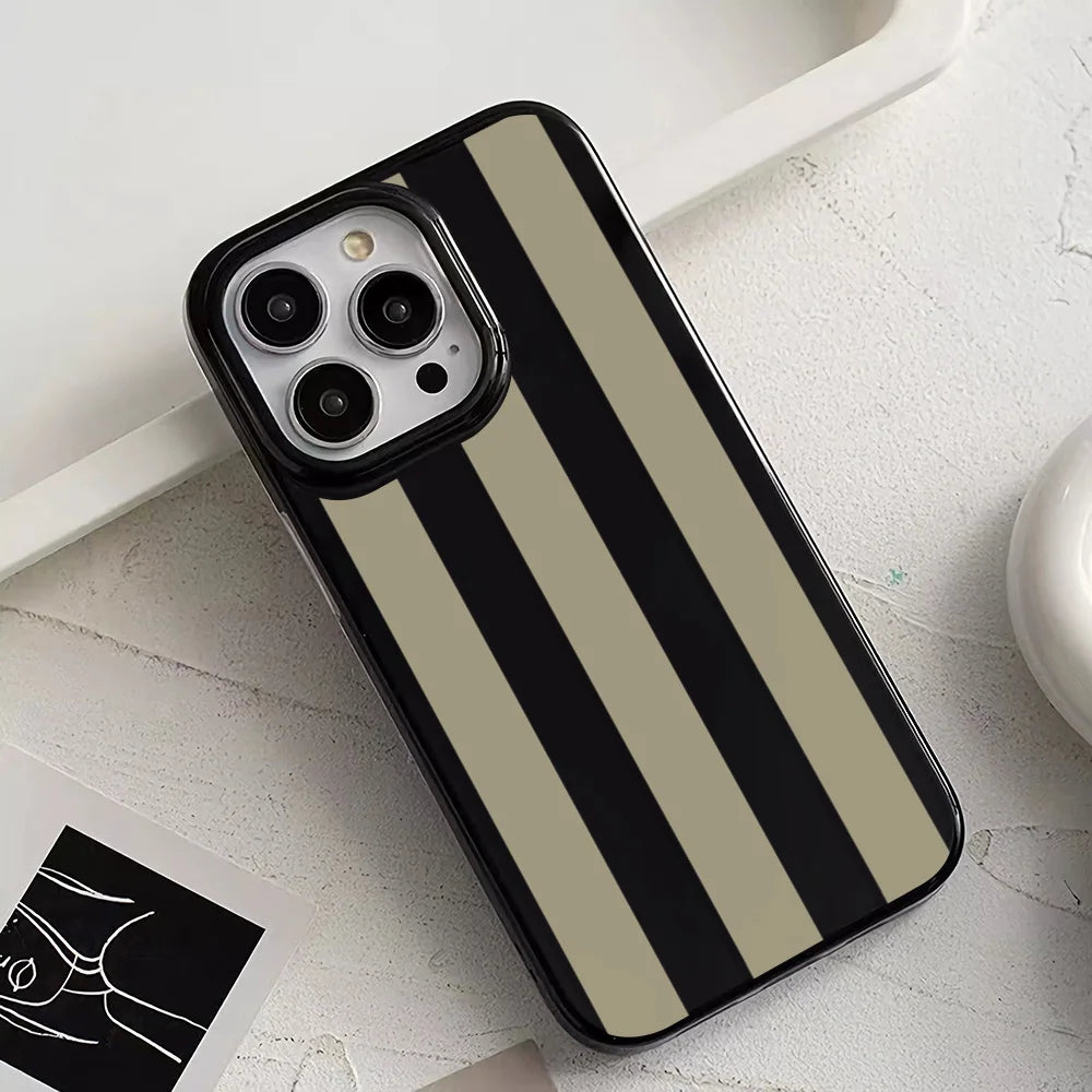 Brown Vertical Stripes Case For iPhone 16 Cases iPhone 15 Pro Max Case For iPhone 14 13 12 11 XS X XR 7 8 Plus Cover Case Funda