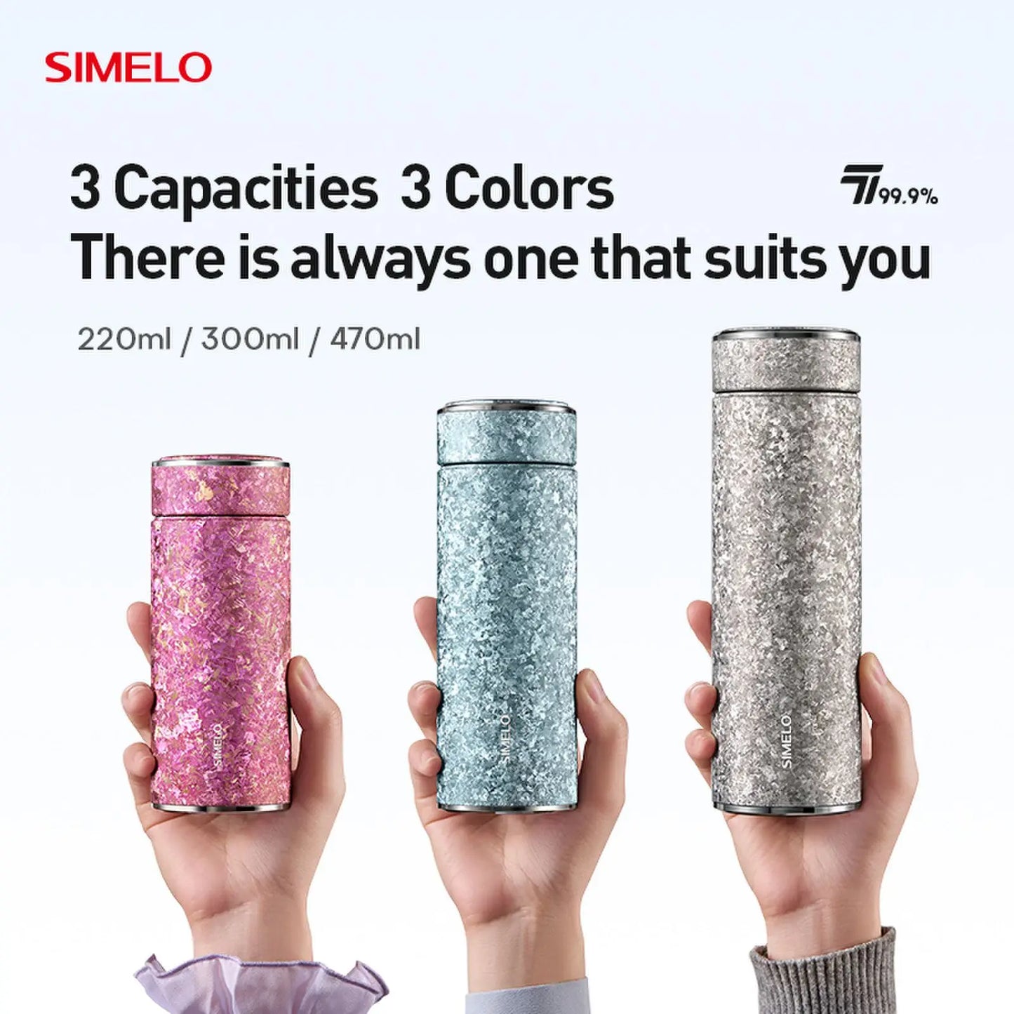 SIMELO Pure Titanium Insulated Cup Large Capacity Portable Water Bottle Business Gift Box Accompanying Mug for Travel Outdoor