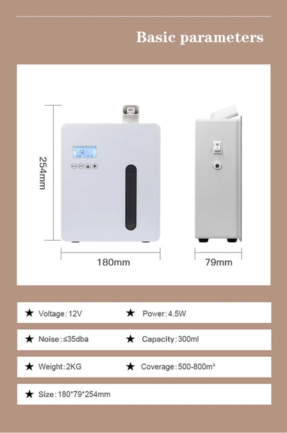 800m³ Essential Oil Diffuser HVAC Air Freshener Scent Machine Aromatizer Wall Mounted Hotel Aroma Oil Diffuser Home Fragrance