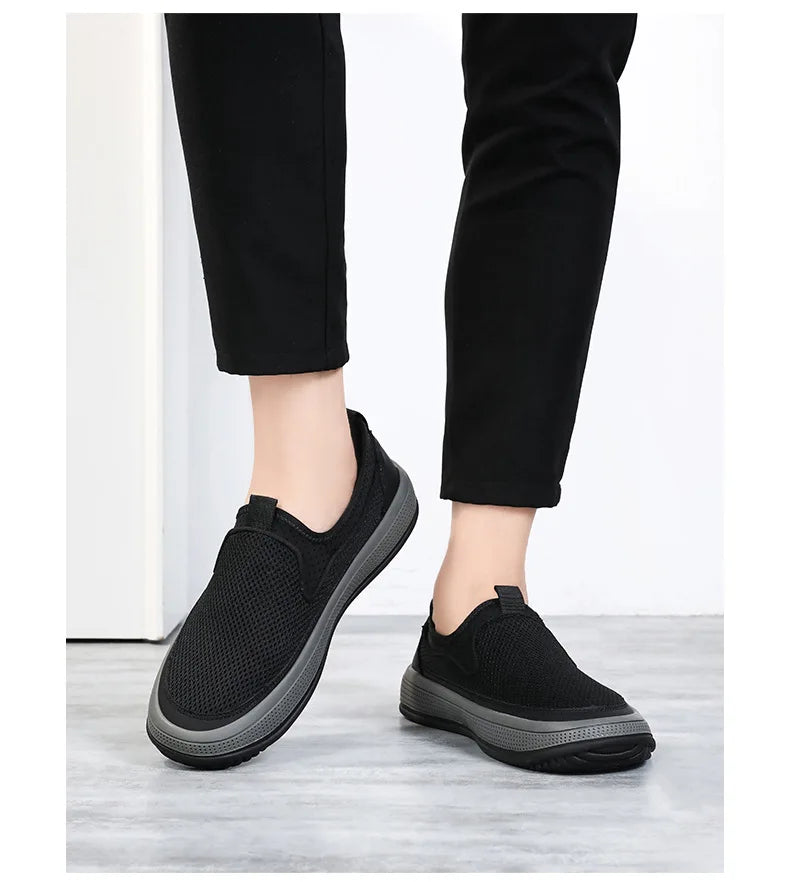 Men's mesh shoes 2026 summer new solid color versatile single shoe breathable soft sole lightweight casual shoes