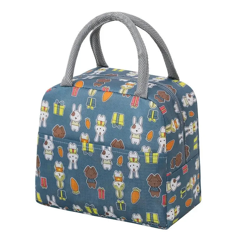1PC Cartoon Lunch Bag Insulated Thermal Heat Lunch Box Bag Portable Cute Picnic Tote Children's School Bento Bags Large Capacity